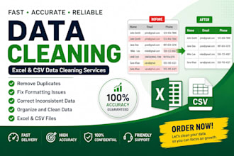 do data cleaning and excel CSV formatting