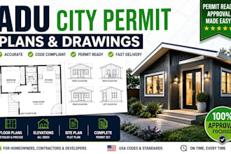 create adu city permit plans, drawings, and permit sets for USA