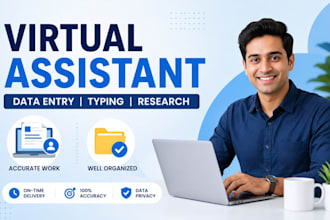 data entry, typing and internet research as your virtual assistant