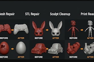 3d scan cleanup, stl file repair, mesh repair, stl to 3mf, model for 3d print
