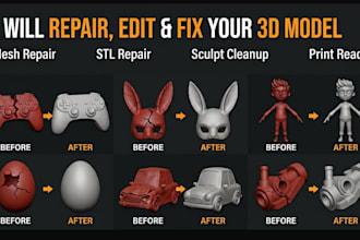 3d scan cleanup, stl file repair, mesh repair, custom modification for 3d print