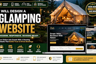 design a glamping cabin rental tiny house or vacation rental website