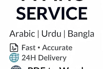 arabic urdu bangla typing  service and PDF to word conversion