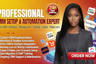 zoho hubspot CRM clickup monday com CRM zapier integration make com automation