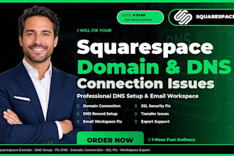 fix squarespace domain connection, dns records, and email workspace issues