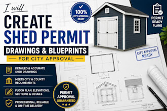 create shed permit drawings and blueprints for city approval