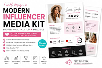 design a professional influencer media kit for brand patnerships