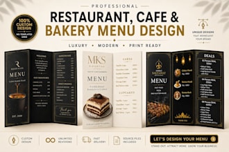 l design modern restaurant menu, cafe menu and price list
