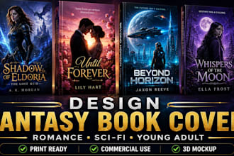 design fantasy book cover, romance book cover, sci fi and young adult cover