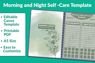 design editable canva self care planner and journal templates