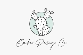design a botanical watercolor boho cactus logo