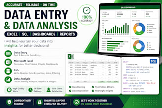 work with advance excel and sql for data analysis and entry