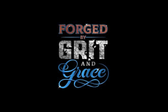 design typology embodies phrase forged grit grace logo