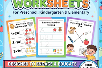 design english, math, science worksheet for kids