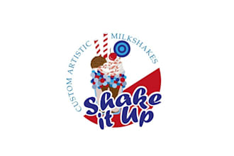 design upscale crazy artistic milk shake food truck logo