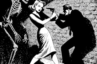 create a horror or noir comic cover or pin up for you