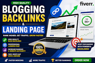 design blogging website backlinks and landing page