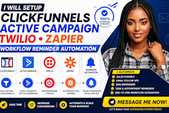 setup click funnels active campaign twillio worklow zapier automation reminder