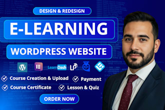 build wordpress elementor website learndash lms website redesign framer expert