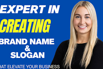 create unique brand name, business name, slogan and logo