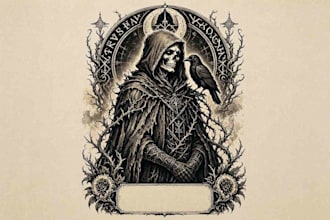 draw pen and ink dark art illustrations for merch and album cover