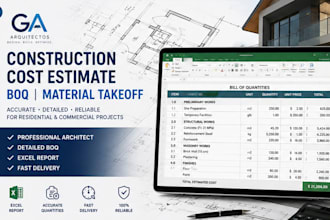 construction cost estimation, boq and quantity takeoff
