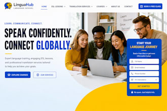 design wix language school website, esl lessons website, translation services