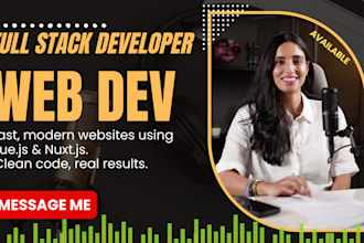 be your full stack web developer using vue js nuxt js and tailwind CSS