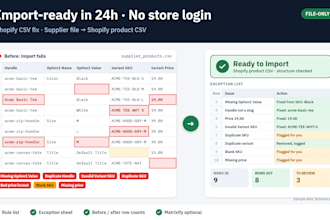 fix shopify CSV import errors and convert supplier files to shopify CSV