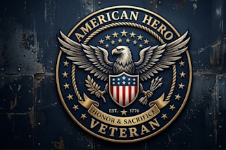 design a premium american hero veteran logo