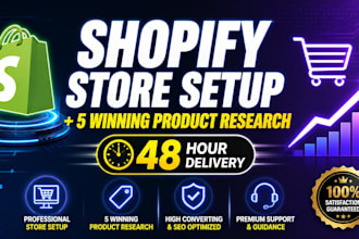 setup shopify dropshipping store and product research