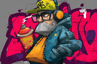 make graffiti character or graffiti illustration