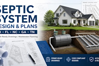 design septic system for tx fl nc ga tn permit approval