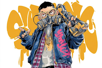 draw graffiti character design and illustration