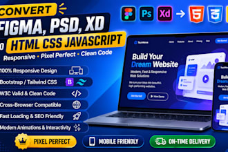 convert figma, PSD or xd to responsive HTML CSS
