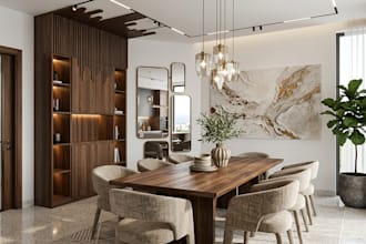 design your dining room and furniture lighting plan, room space with 3d render
