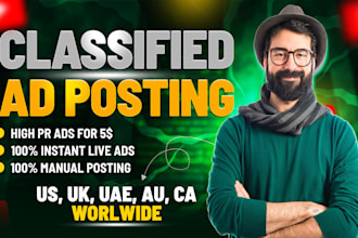 manual post live classified ads on top high da site