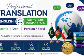translate english to farsi, dari, pashto accurately