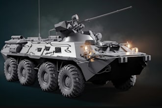 build 3d military tank for unity game,3d vehicle rig,camo pbr texture in blender