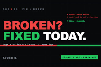 fix bugs in your website, app or ai generated code fast