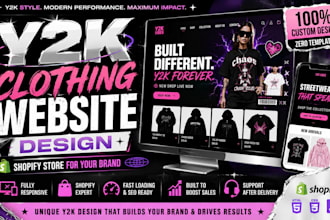 design y2k clothing streetwear website shopify store for your brand
