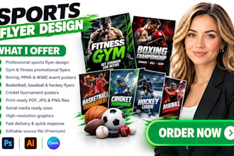 design gym fitness wwe boxing basketball baseball hockey cricket sports flyer