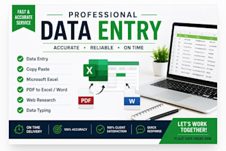 do accurate data entry, excel, copy paste,and PDF conversion