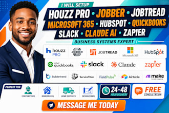 houzz pro jobber jobtread microsoft 365 hubspot quickbooks slack claude zapier