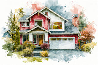 create home portrait watercolor art from photo