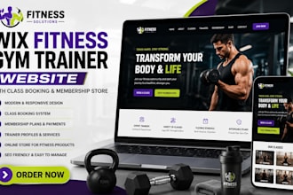 build wix fitness gym trainer  website with class booking and membership store