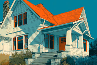 do an watercolor house portrait