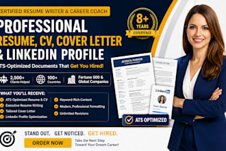 deliver professional ats resume writing services, CV and linkedin profile