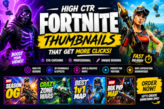 design high CTR fortnite uefn creative map thumbnail for youtube