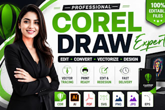 edit convert redesign vectorize coreldraw cdr files logo flyer brochure print